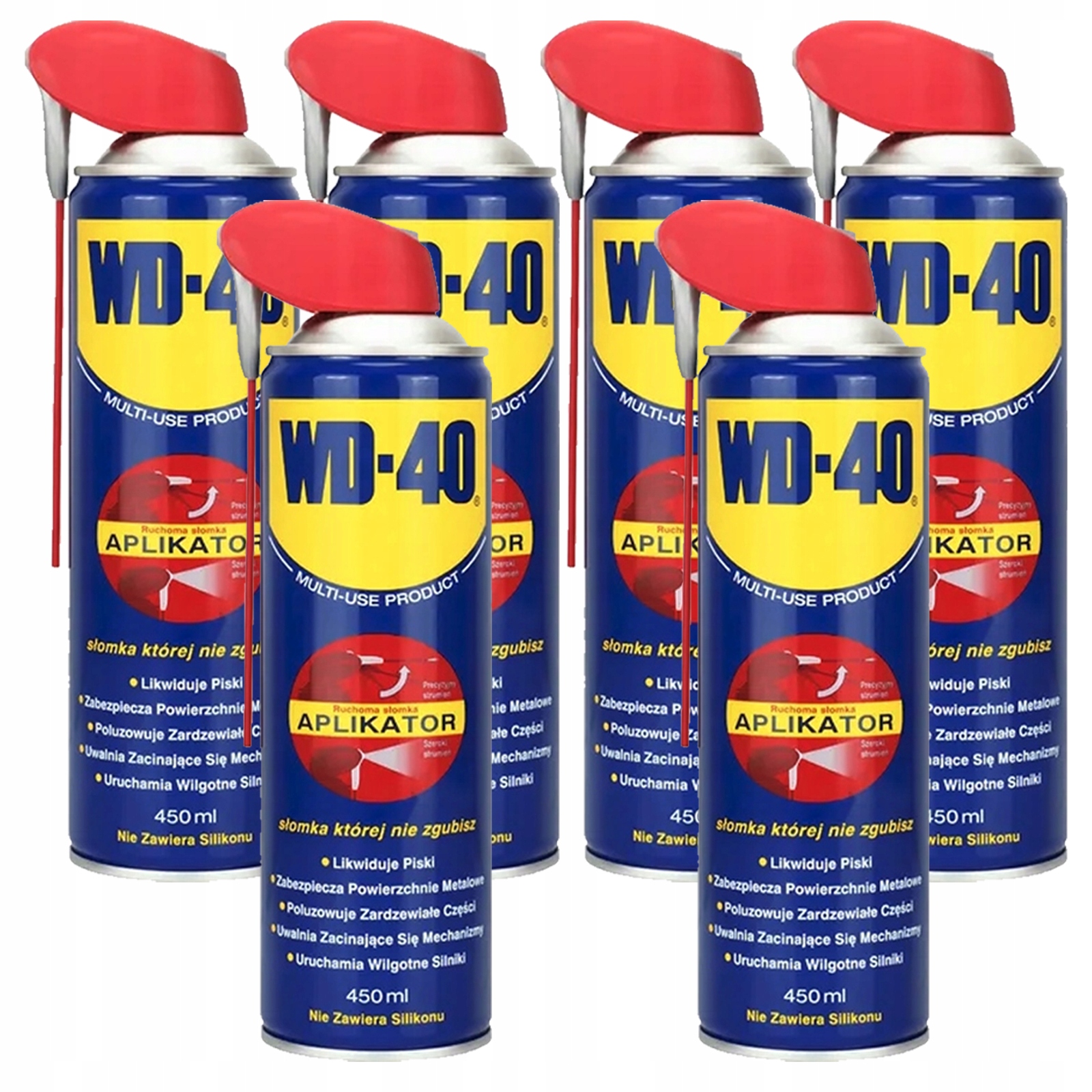 6X WD-40 Zestaw Preparat Wielofunkcyjny z aplikatorem Uniwersalny 450 ml