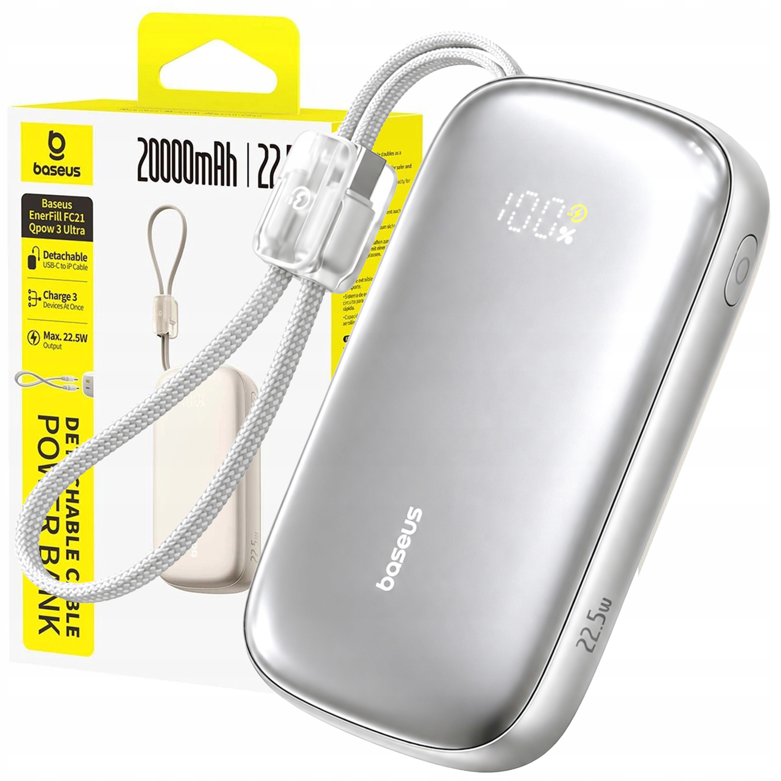 Baseus Powerbanka 20000mAh 22,5W Usb-c Usb-a Lightning pro iPhone Android