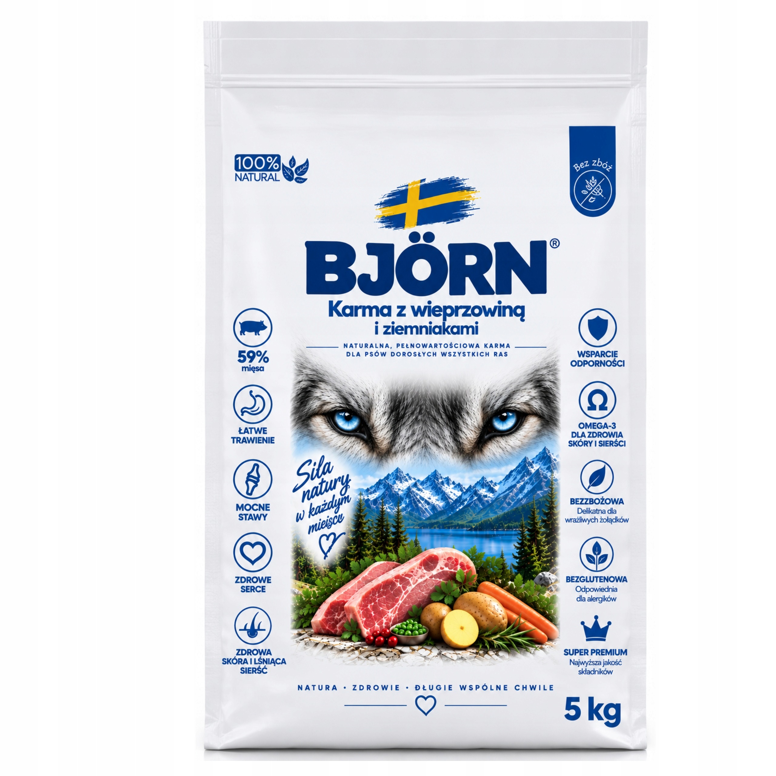 Suché krmivo krmivo pro psy Pork with Potatoes 65% Maso 10 kg Björn