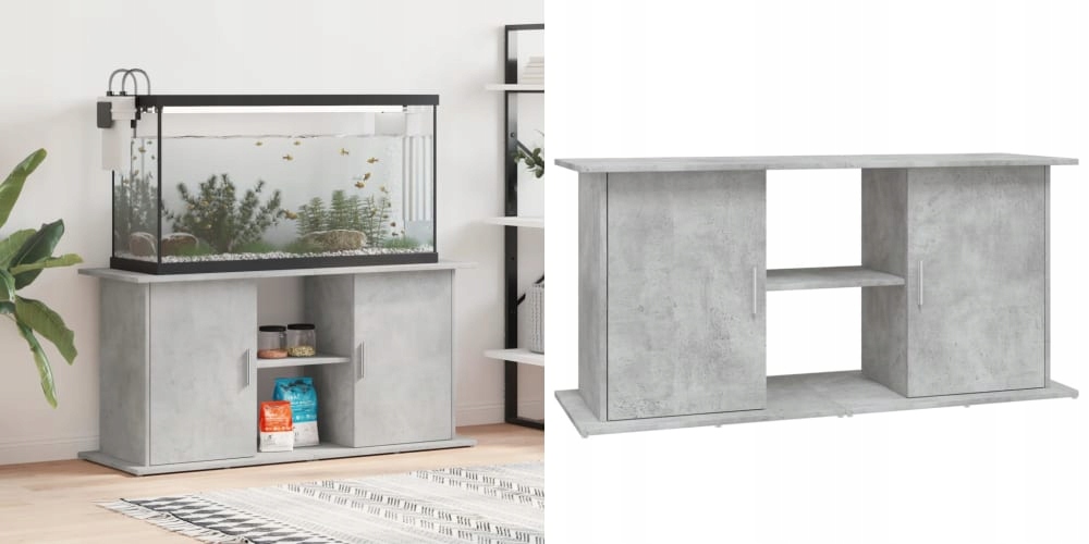 Levně Šedá barva betonu, Skříňka pod akvárium, 121 x 41 x 58 cm