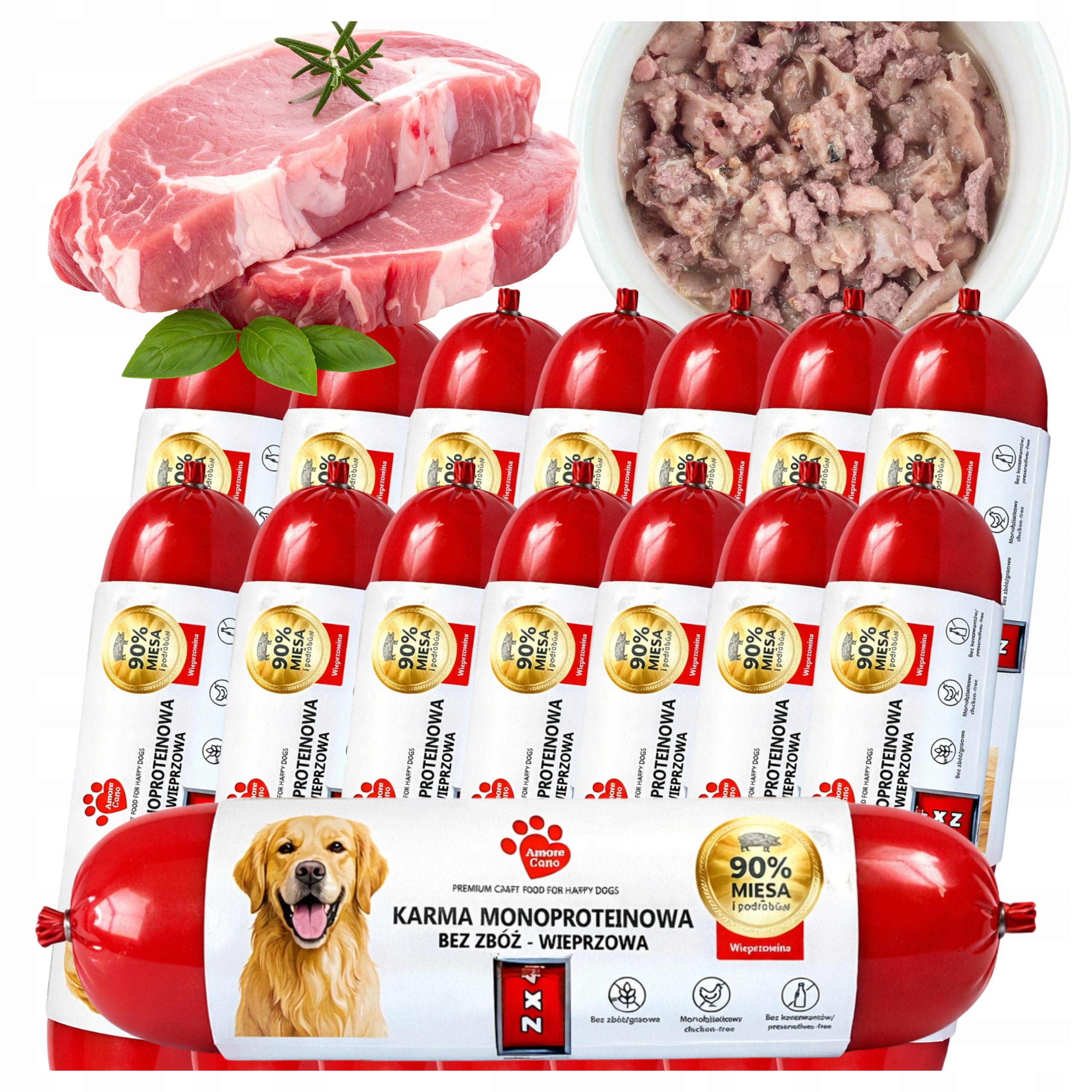 Krmivo pro psa Mokrá tyčinka Vepřové maso 90% monoprotein 15x0,8 kg