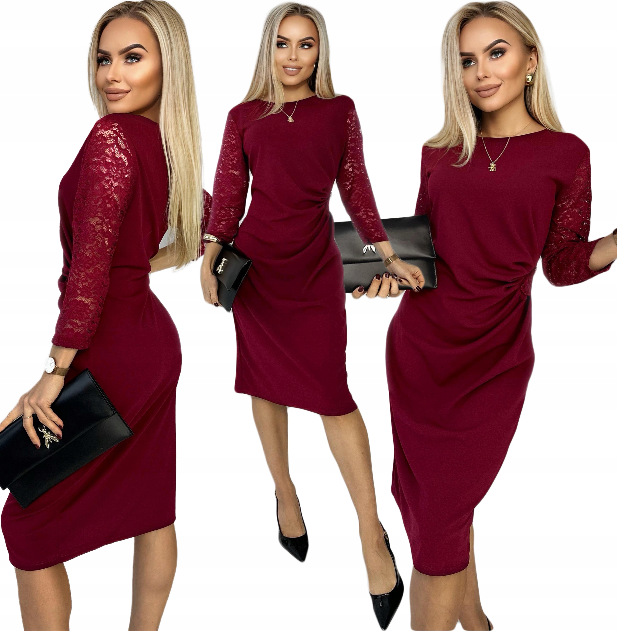 Elegantní tužková Šaty Dámský krajkový drapovaný rukáv 46 Aniela