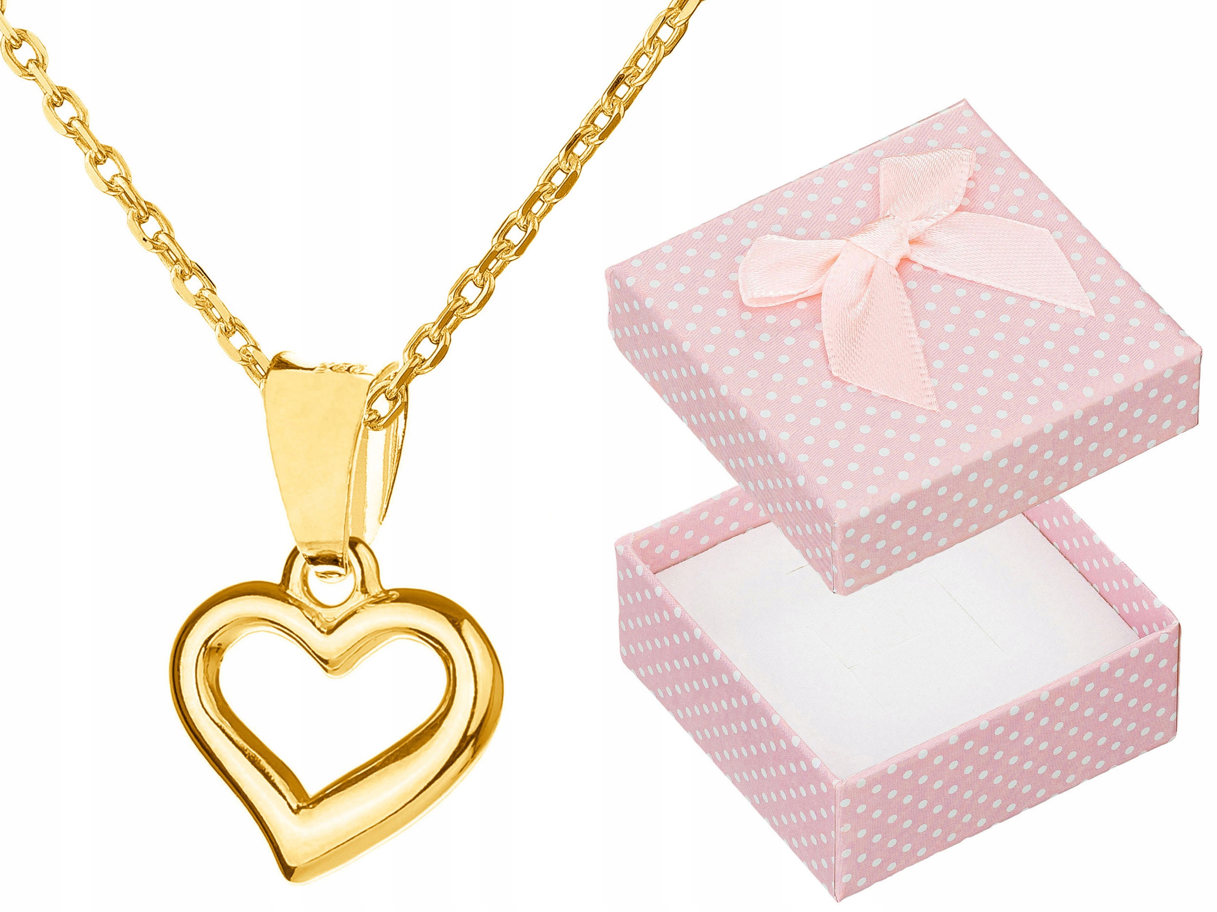 Krátký zlatý náhrdelník Srdce Malé srdíčko Stříbro Pozlacený Ankr 42 cm