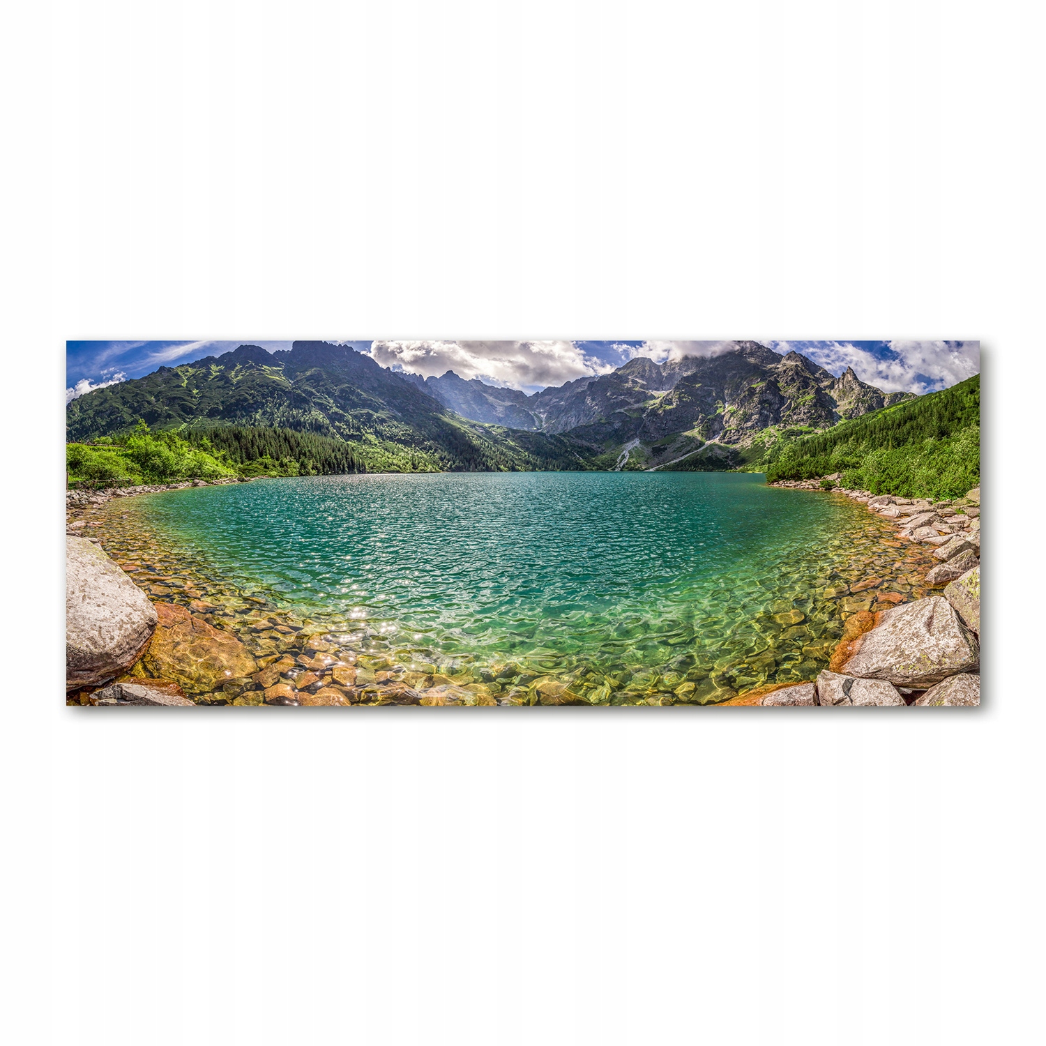 Fotoobraz sklo akryl Jezero v horách 125x50 cm