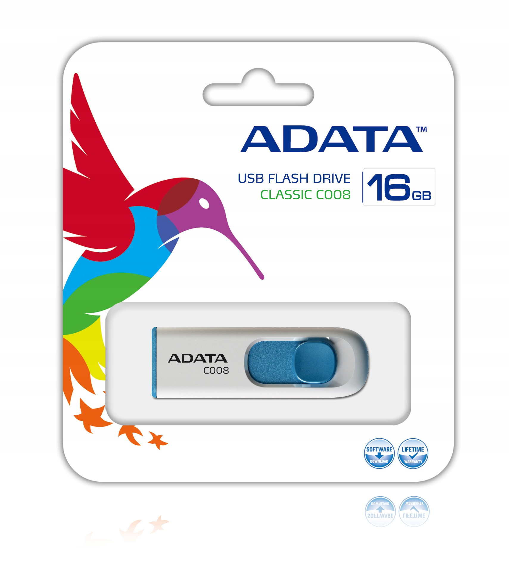 Adata C008 Usb pendrive 16GB (AC008-16G-RWE Adata) fehér/kék