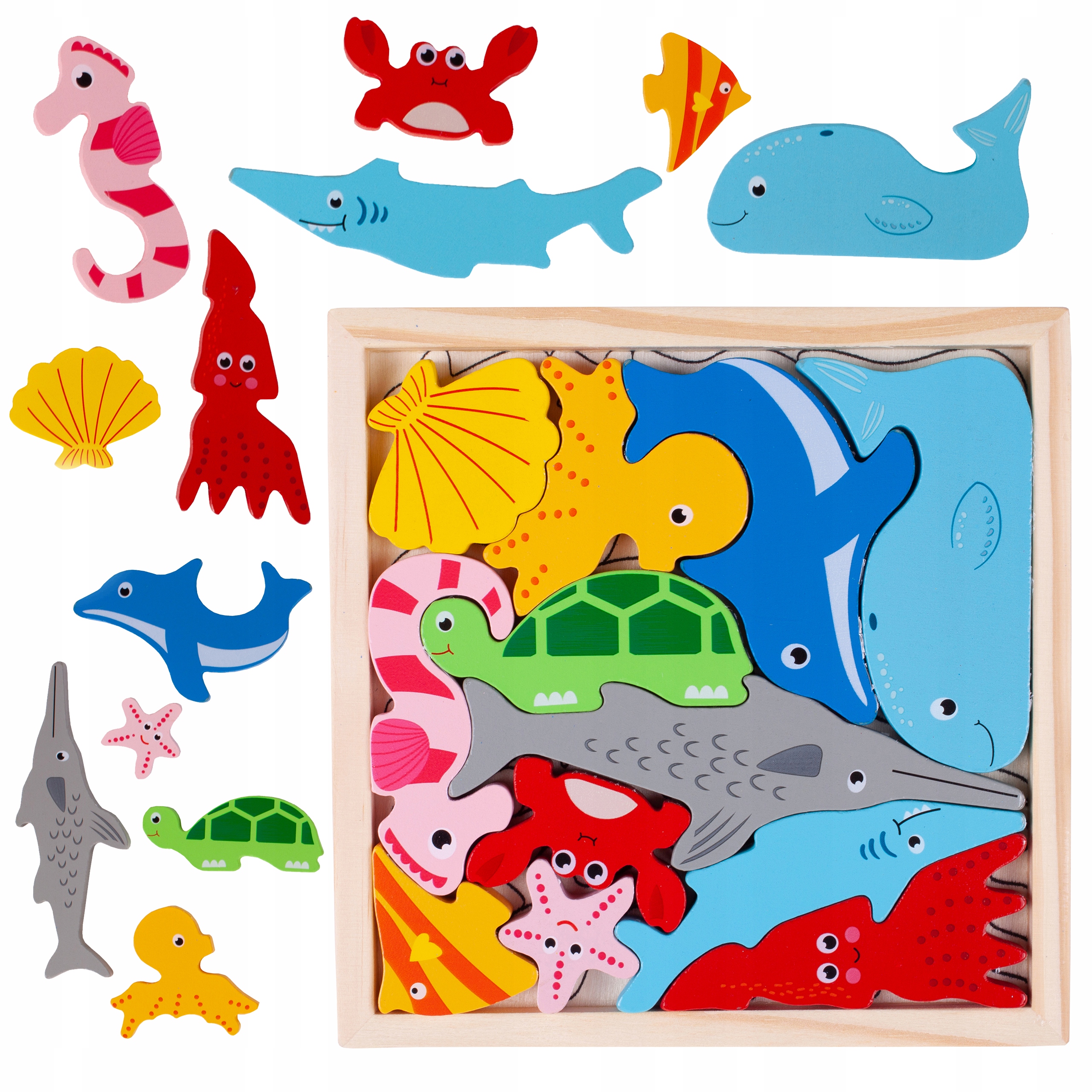 

Drewniane Puzzle Logiczna Układanka Montessori