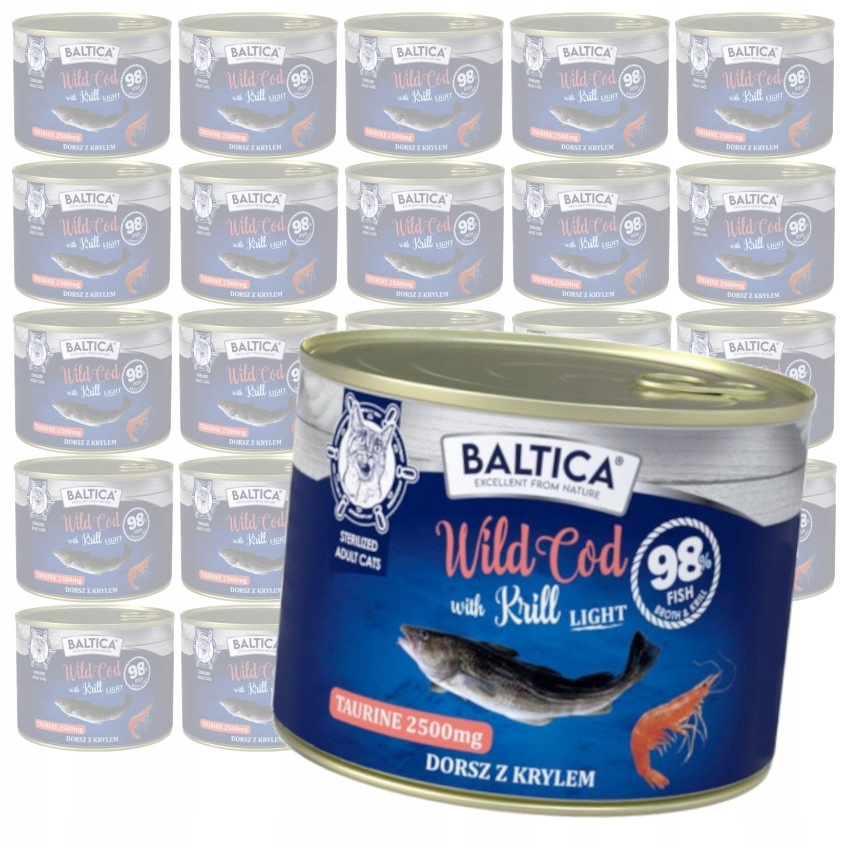 Baltica Excellent Light Dorsz Kryl 24x185g Karma Dla Kotów Sterylizowanych