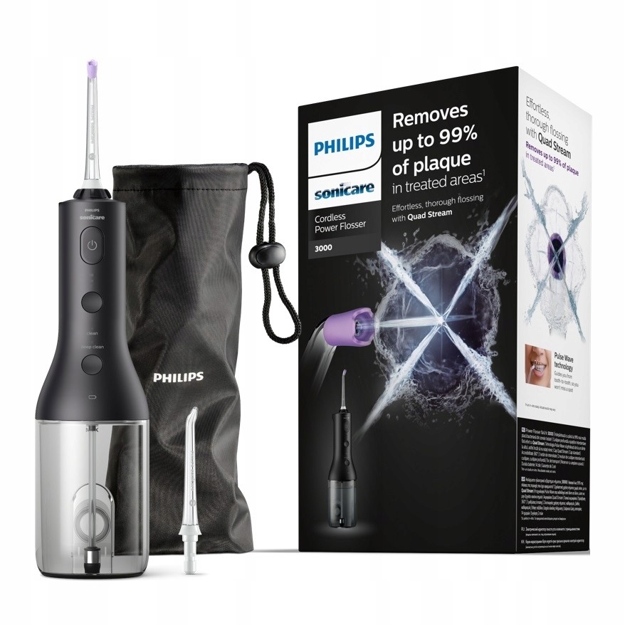 Philips Sonicare Power Flosser 3000 Irygator do zębów czarny etui HX3826/33