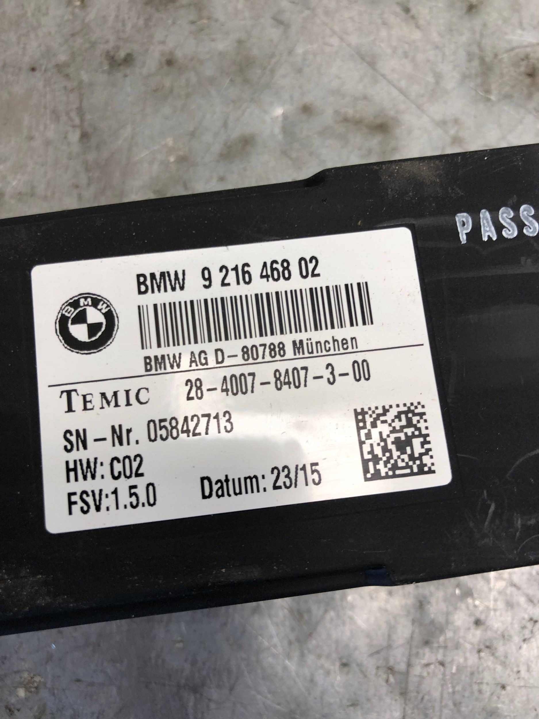 module control unit seat BMW F10 LCI 9216468