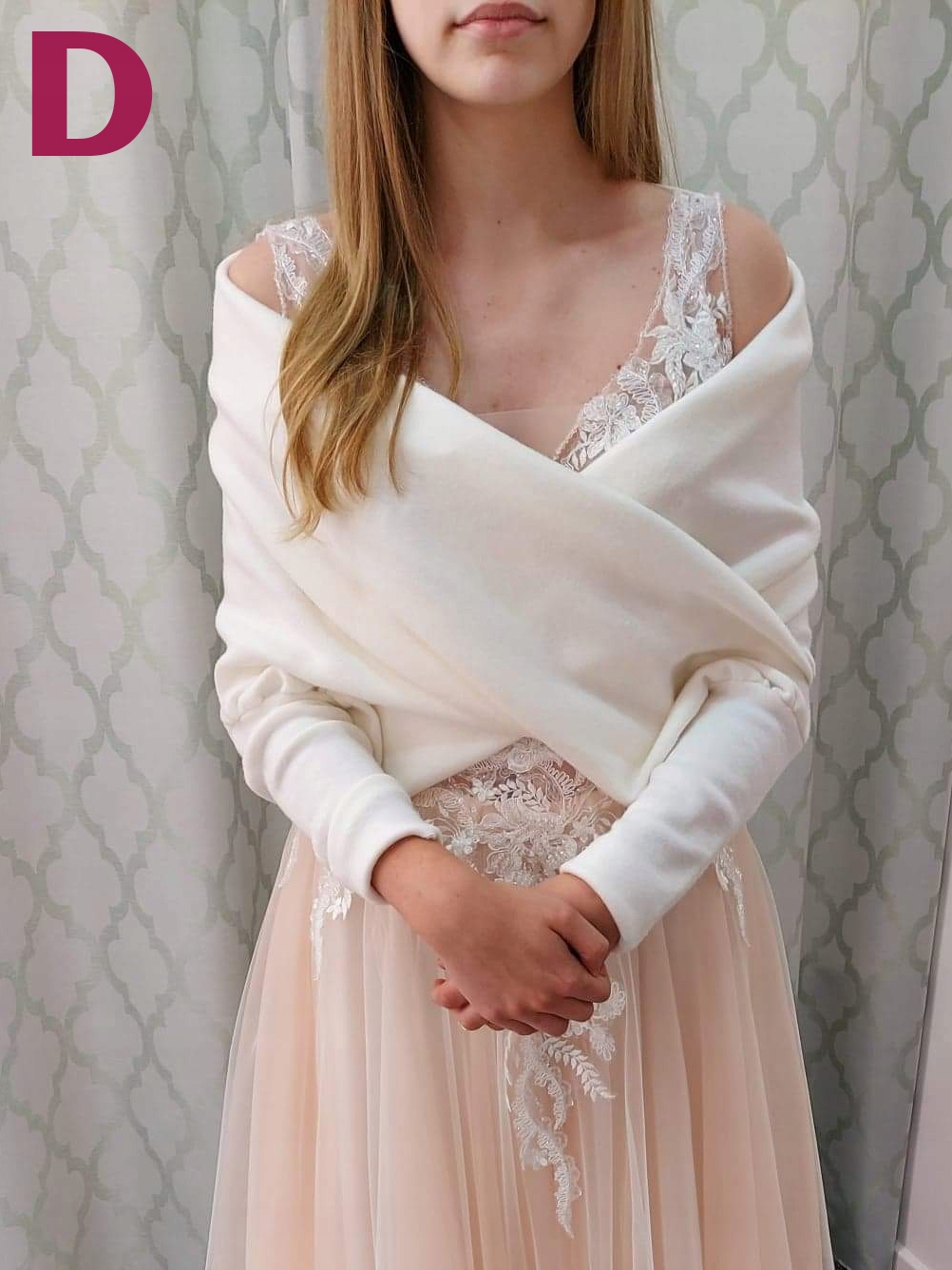 Sweterek ślubny etola bolerko ślubne kolor ecru rozmiar 46 Kod producenta SBE-RKW-02/KOP