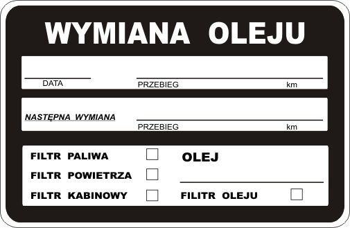 

Naklejki serwisowe Wymiana Oleju 40 szt