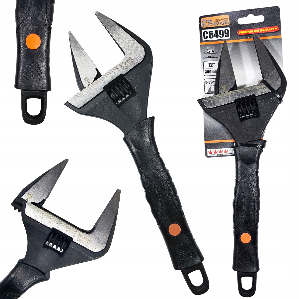 Klucz Nastawny Szwed Szwedzki 12'' 0-59mm Szeroki Regulowany Richmann C6499