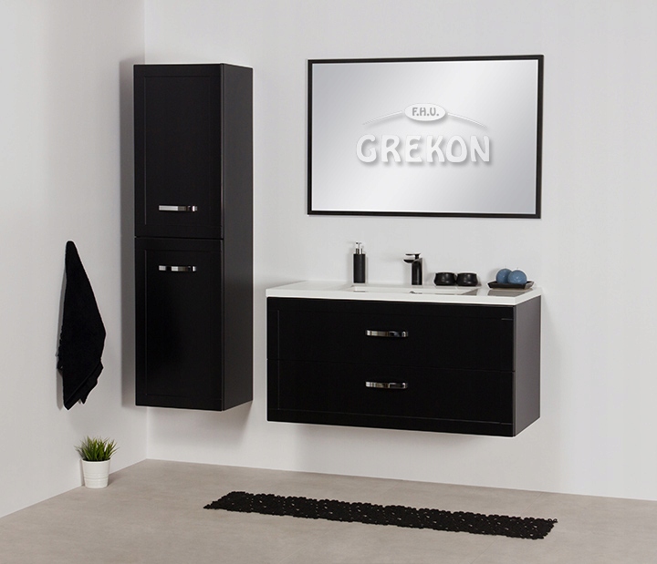 MEIVA meble łazienkow czarna szafka + umywalka 100 Wysokość mebla 50 cm