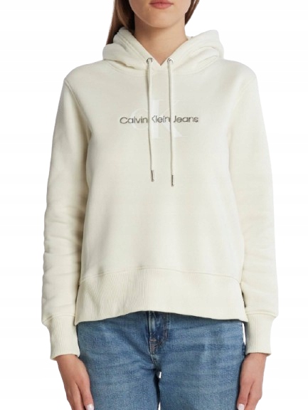 Calvin Klein Jeans Krémová Mikina S Kapucí S Logem L X_g