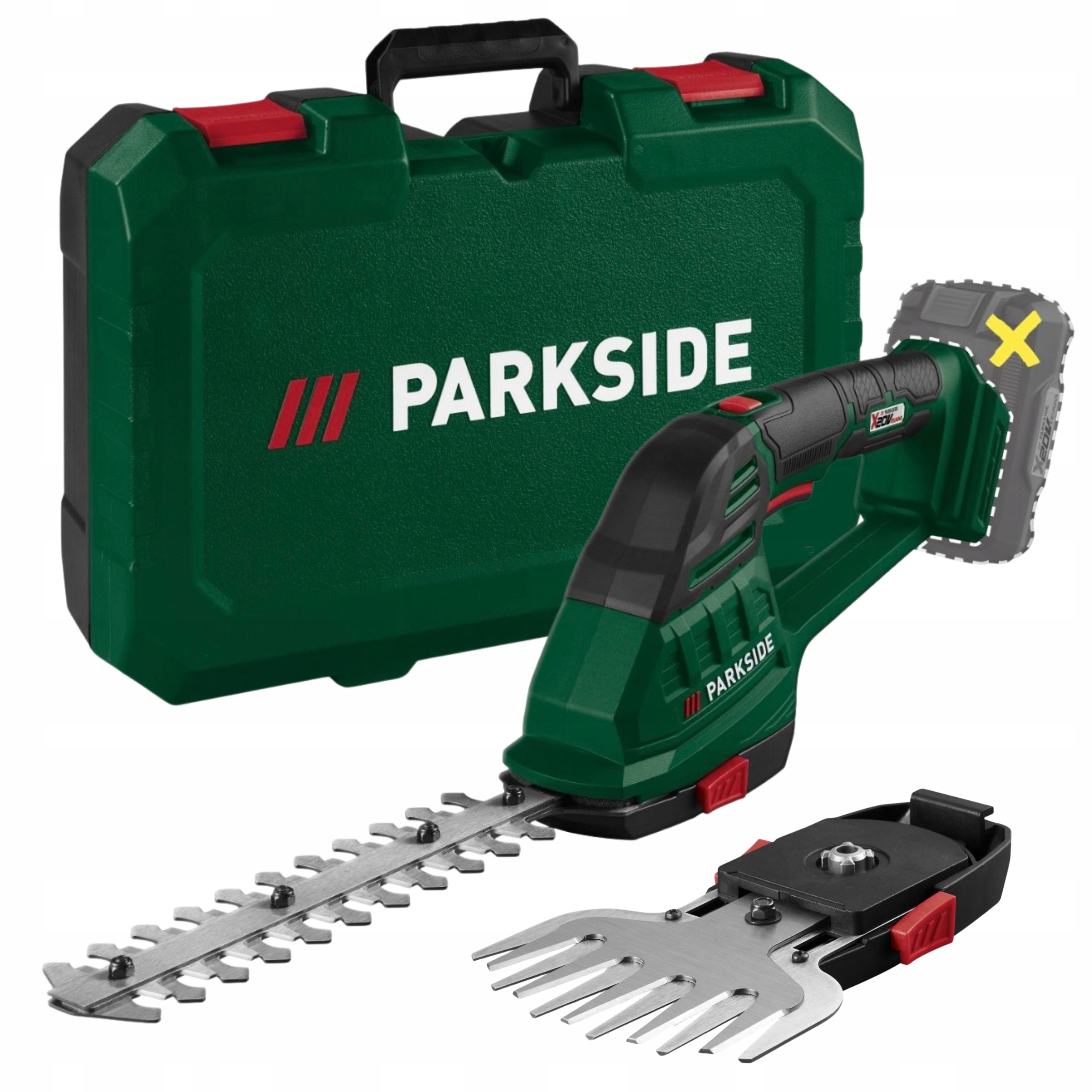 Parkside akumulatorowe nożyce do trawy, krzewów 20 V 2w1 zmienne końcówki