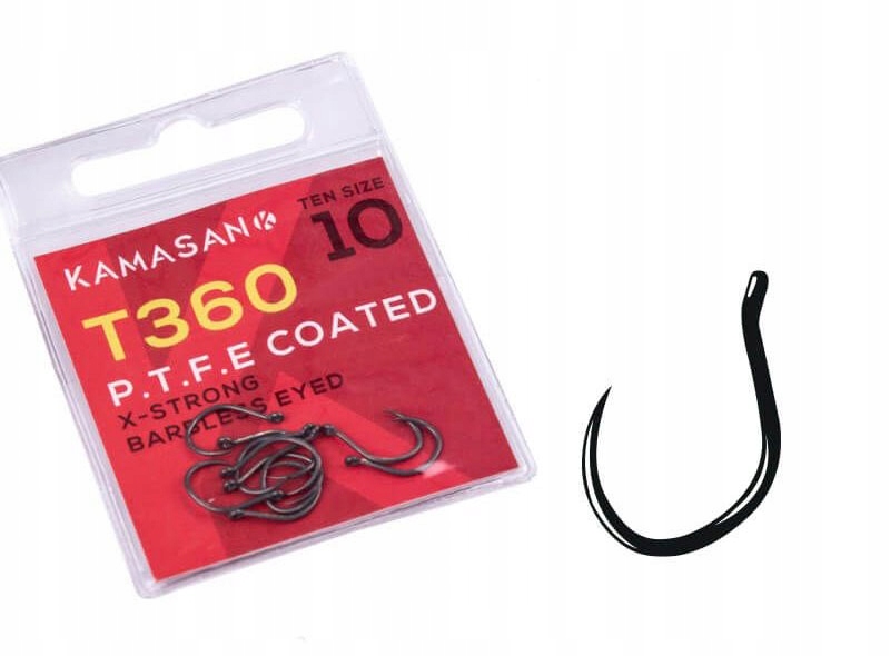 

Haczyki Kamasan T360 Eyed X-Strong Ptfe 10szt Nr12