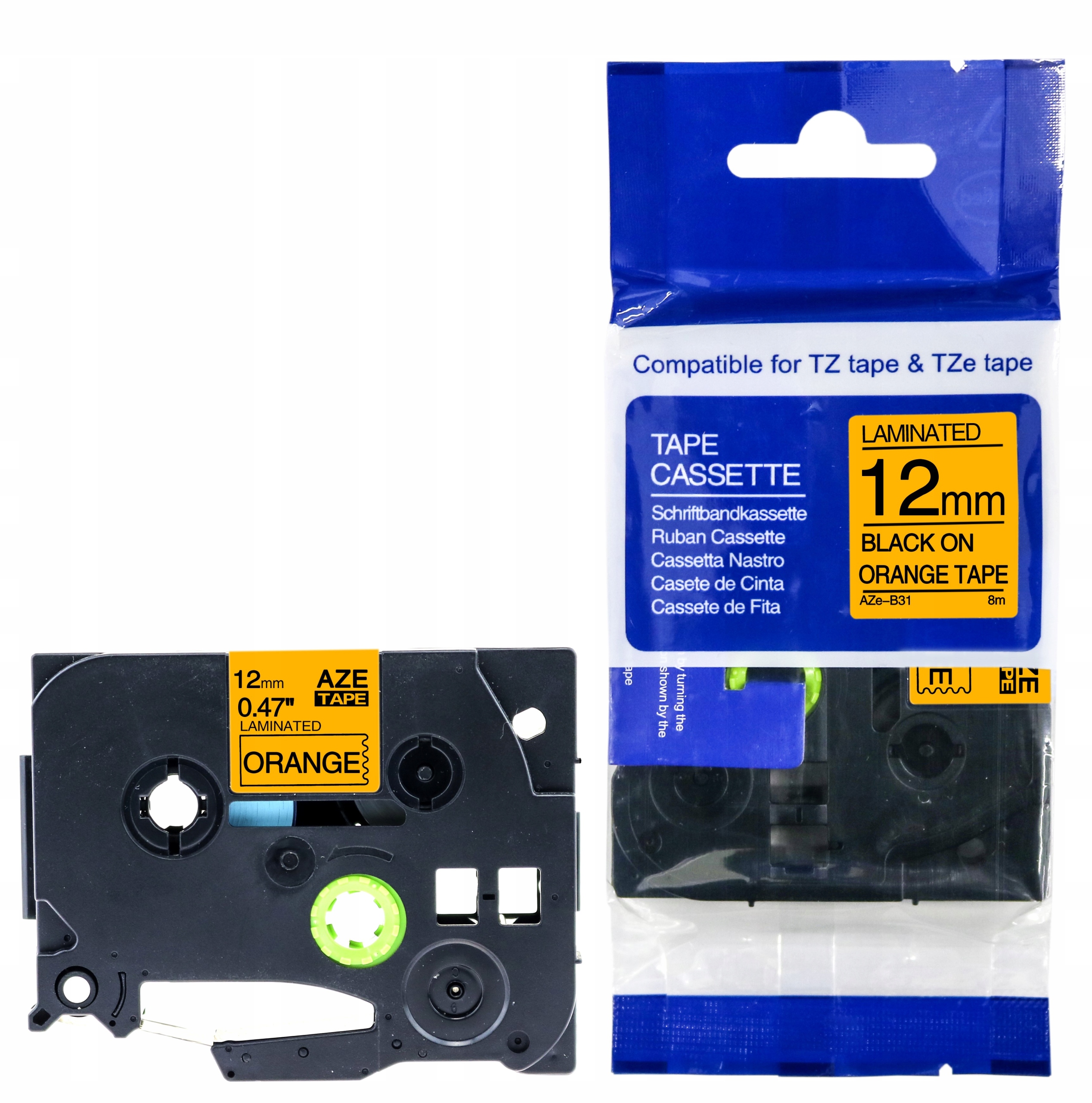 

Taśma Do Brother Fluo Pomarańcz TZe-B31 12mm TZB31