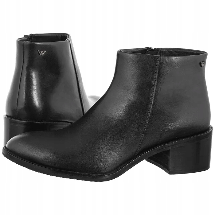Kožené dámské Kotníkové Boty na podpatku Wojas černé 55351-51 černá