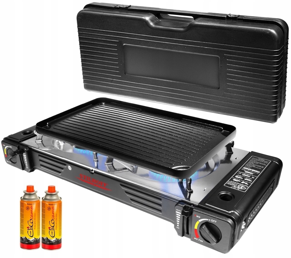 Turistický gril Stilhoff 2 pal. nerez grilovací deska kartuše