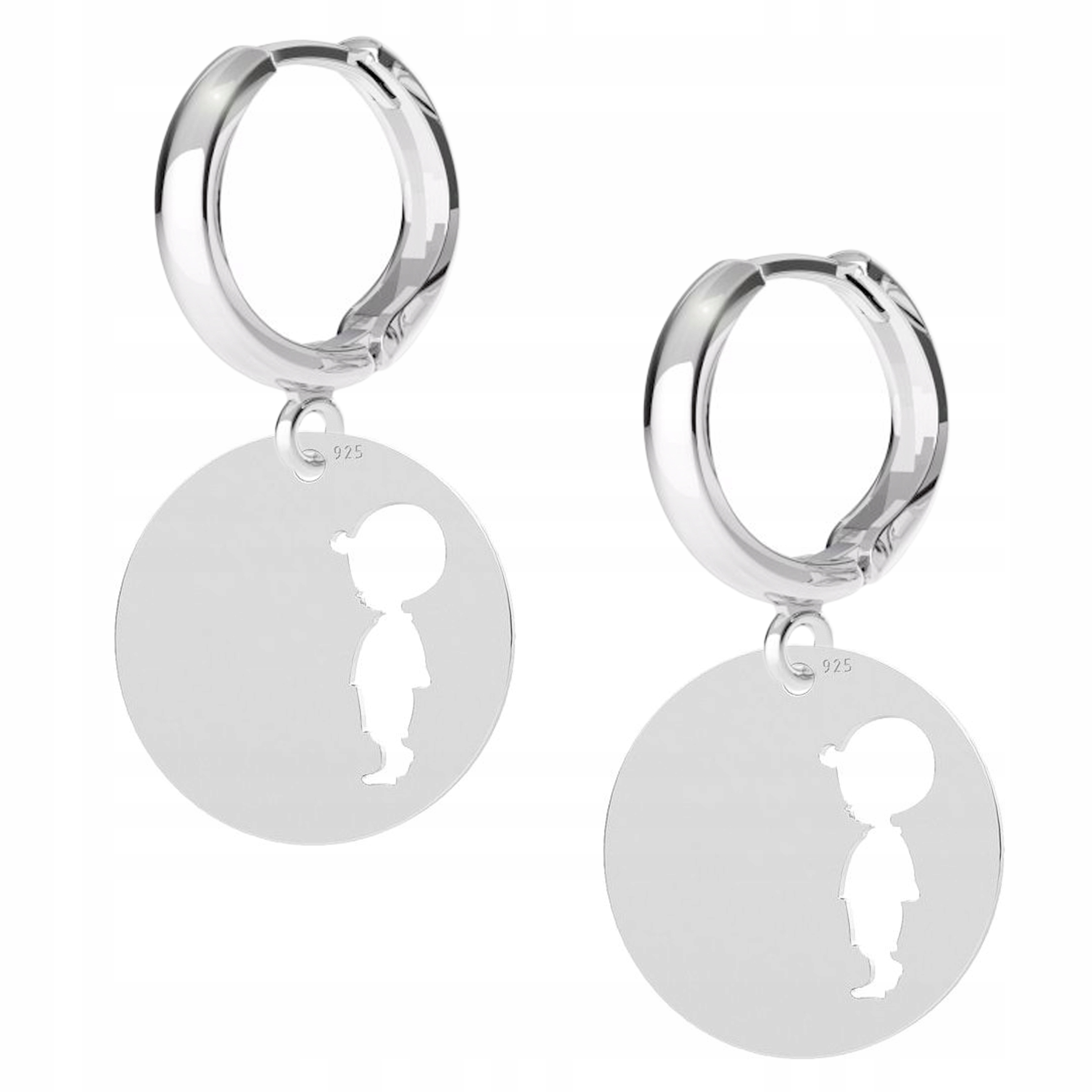 Stříbrné náušnice Plech Chlapec Gravírování 925