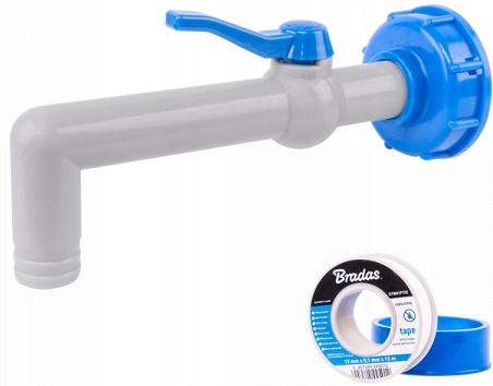 

Kran Pp 90°z adapterem na wąż 25mm z taśmą Ptfe