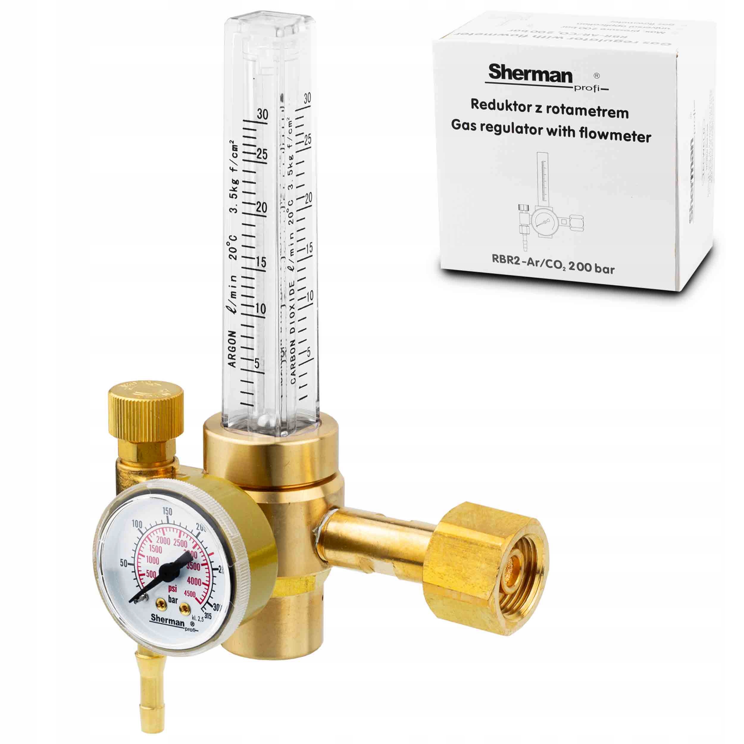 Reduktor Lahvový s rotametrem Sherman Rbr Ar/CO2 Argon CO2 MIX Mig Mag Tig