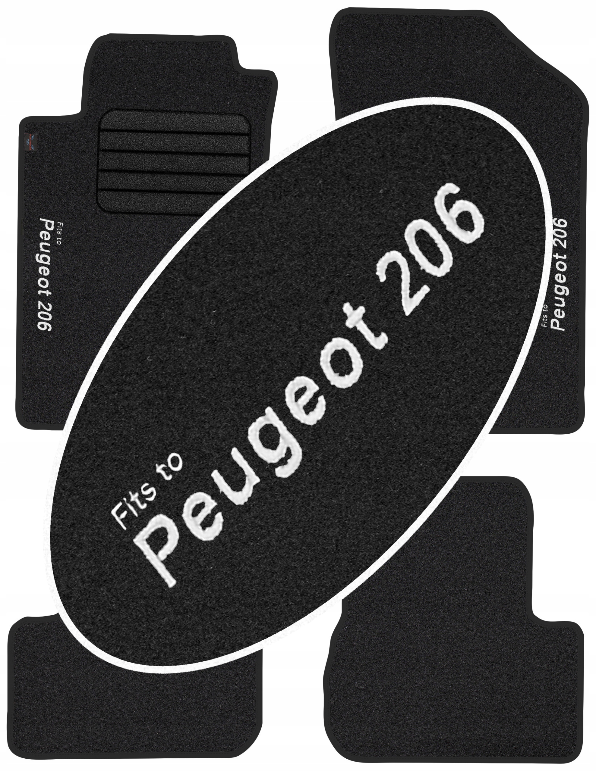 

Peugeot 206 1998-2012 Dywaniki welurowe Haft