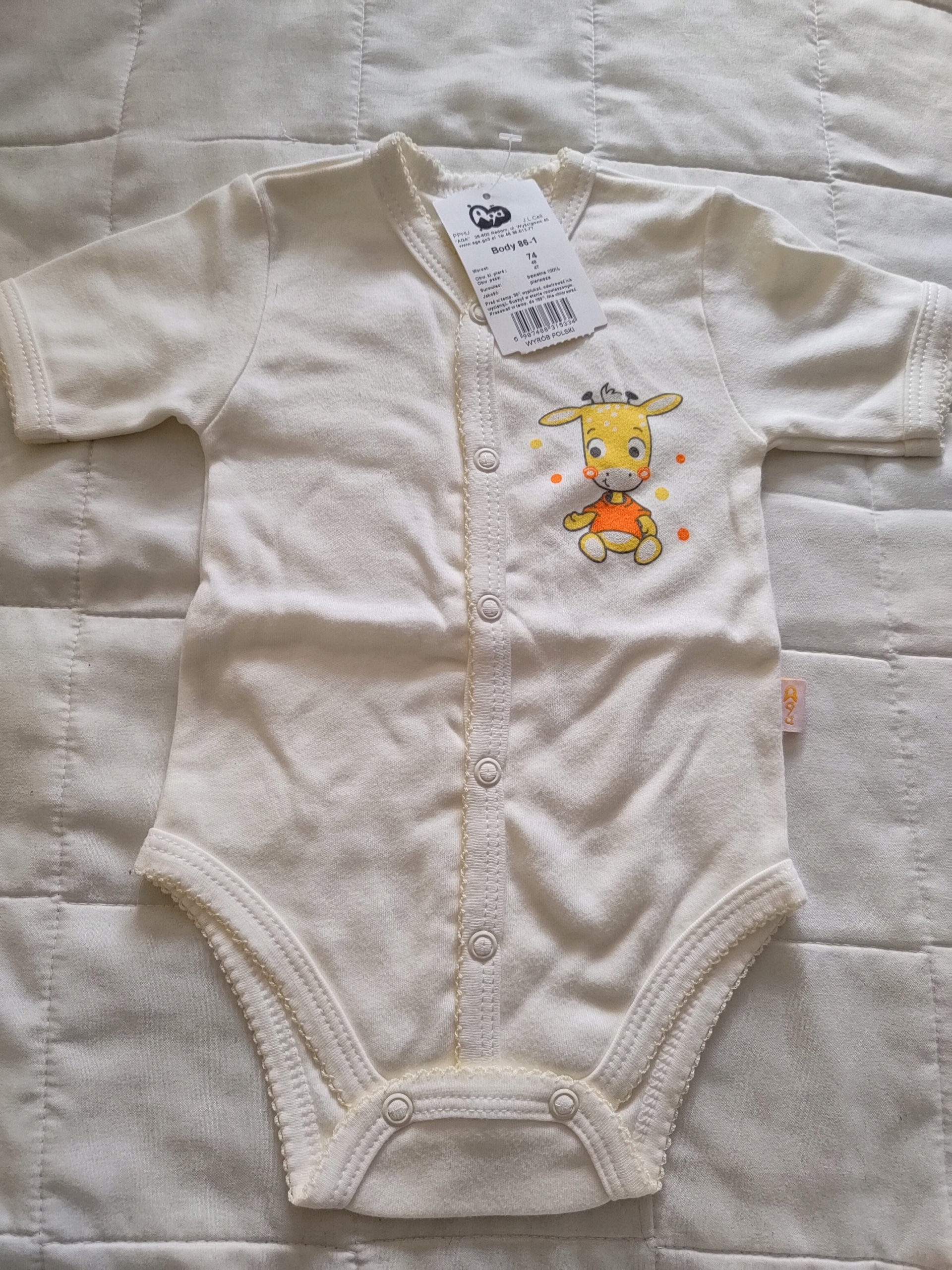 

nowe body Aga krótki rękaw roz 74 cm 100% bawełna