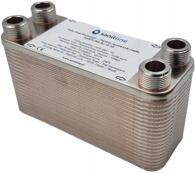 WYMIENNIK CIEPŁA SANITLINE 40 PŁYTOWY 35kW 4x 3/4" + IZOLACJA TERMICZNA Stan opakowania oryginalne