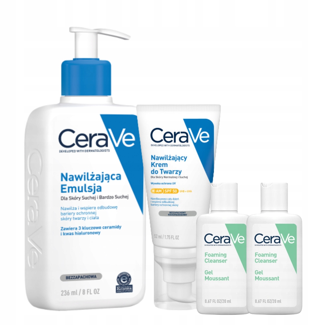 CeraVe Nawilżający Krem do Twarzy Spf 50 52ml Emulsja Nawilżająca 236ml