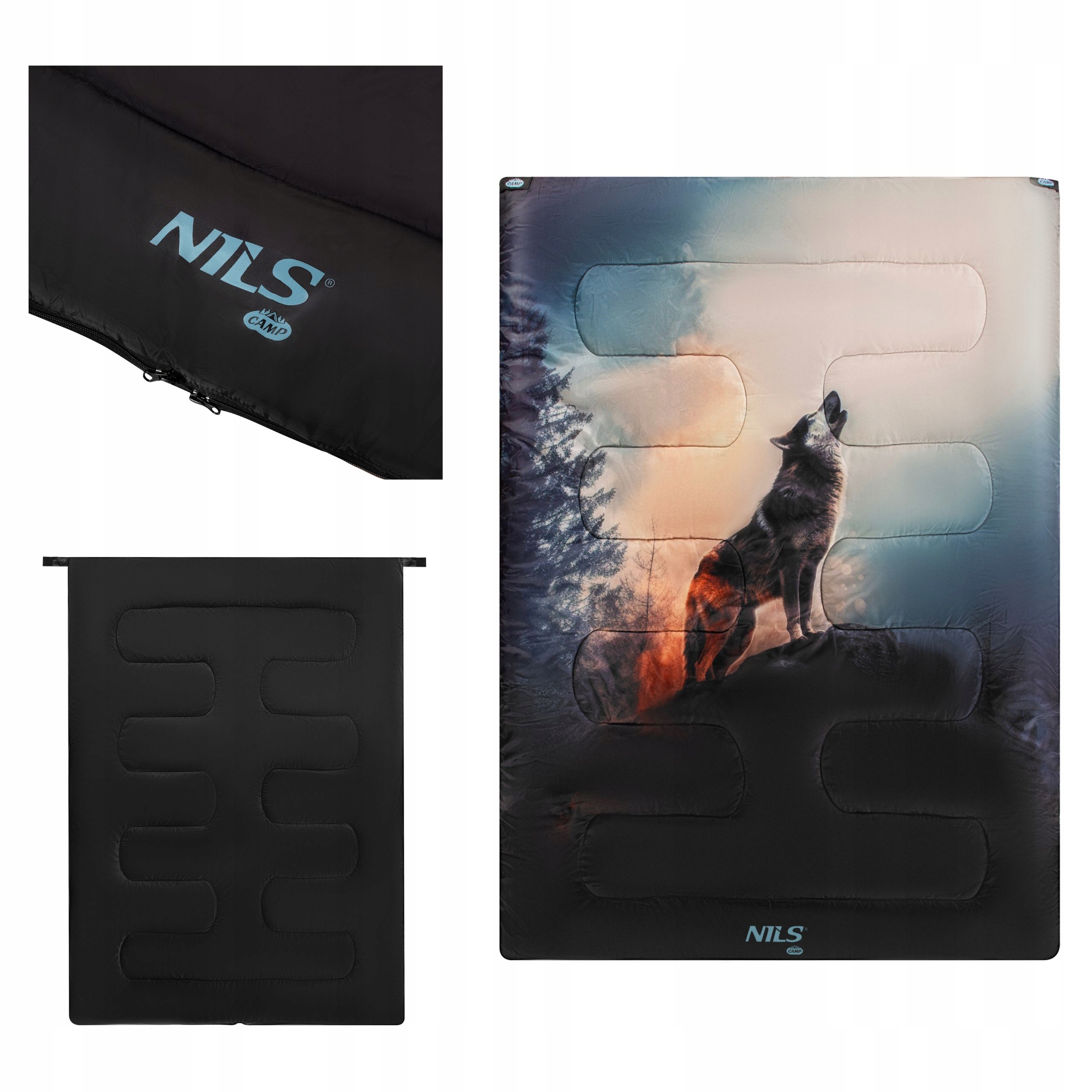 Pevný dvoumístný cestovní spací pytel pod stan Nils Camp 200 x 140 cm