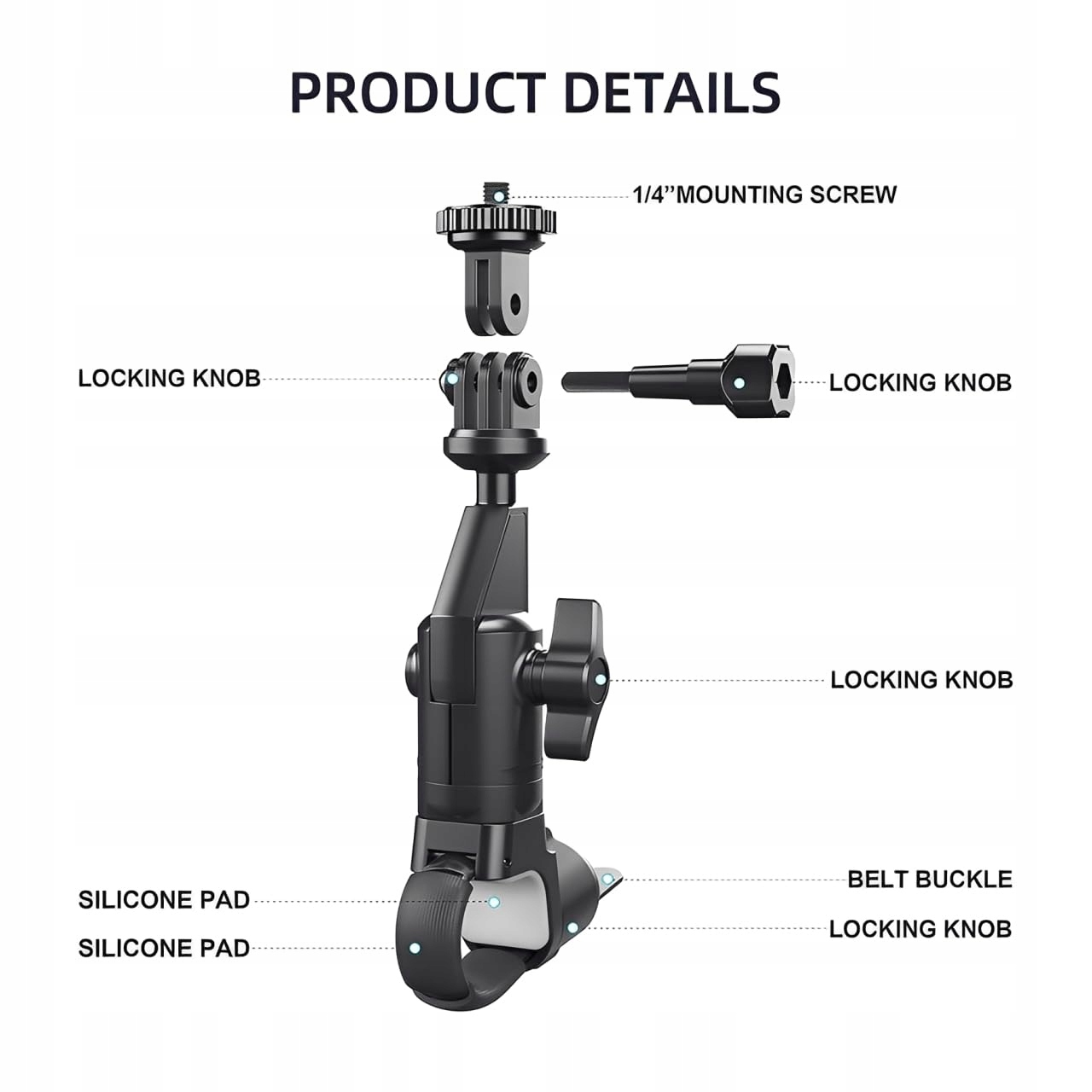 XUNNIU Uchwyt Kamery Motocyklowej Do GoPro Hero Insta360 DJI Osmo 360° — miniatura 6