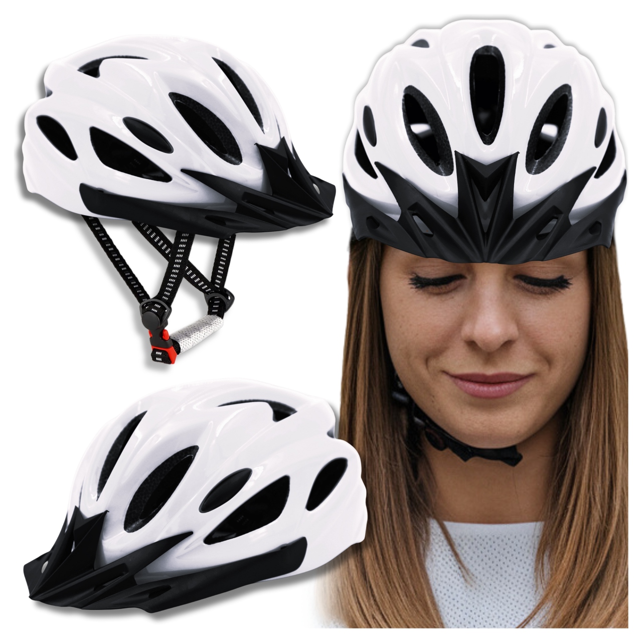 Kask Rowerowy Uniwersalny Damski z Daszkiem Szosowy MTB Regulowany na Rower
