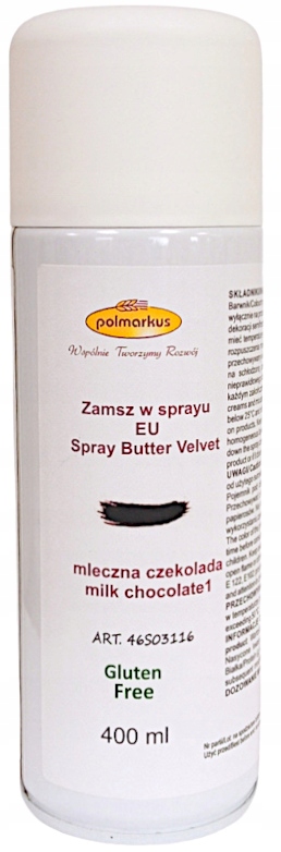Zamsz cukierniczy w sprayu Mleczna Czekolada dekoracja tort 400ml Polmarkus