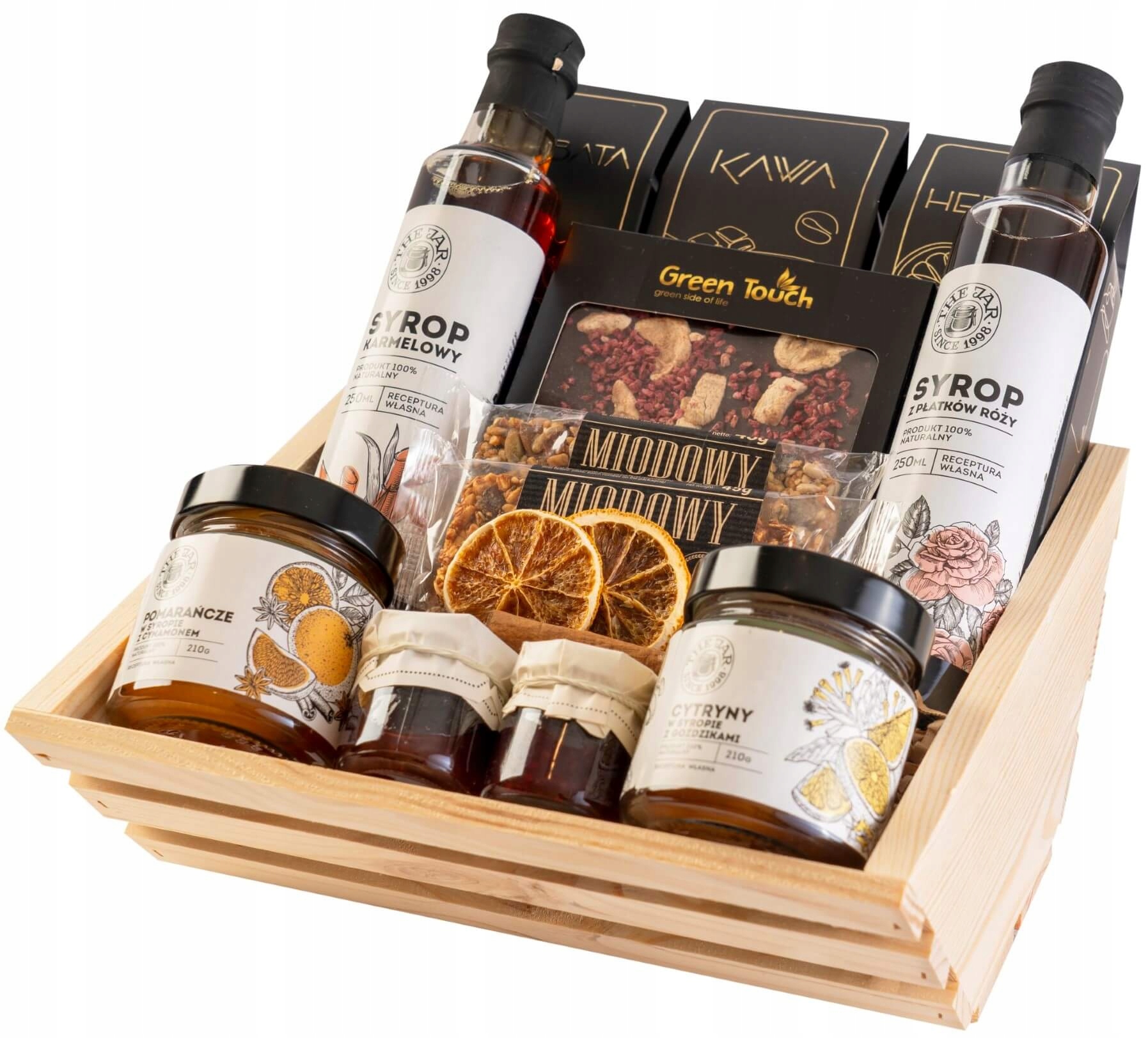 Levně Dárkový Koš sada čajů krabička káva čokoláda sirupy citronové tyčinky