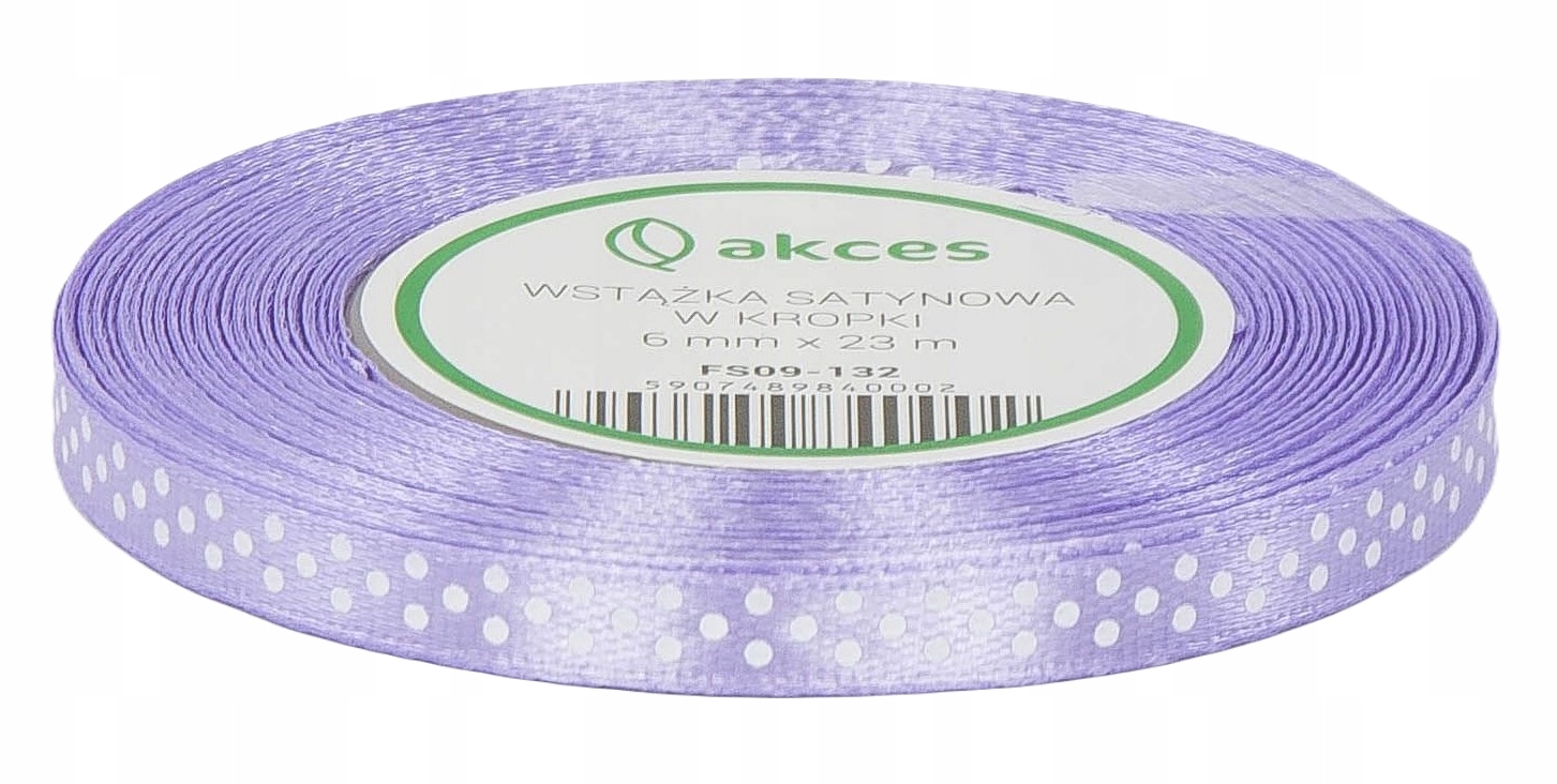 GROSZKI Wstążka satynowa tasiemka WRZOSOWA JASNY FIOLET FIOLETOWA 6mm 22m