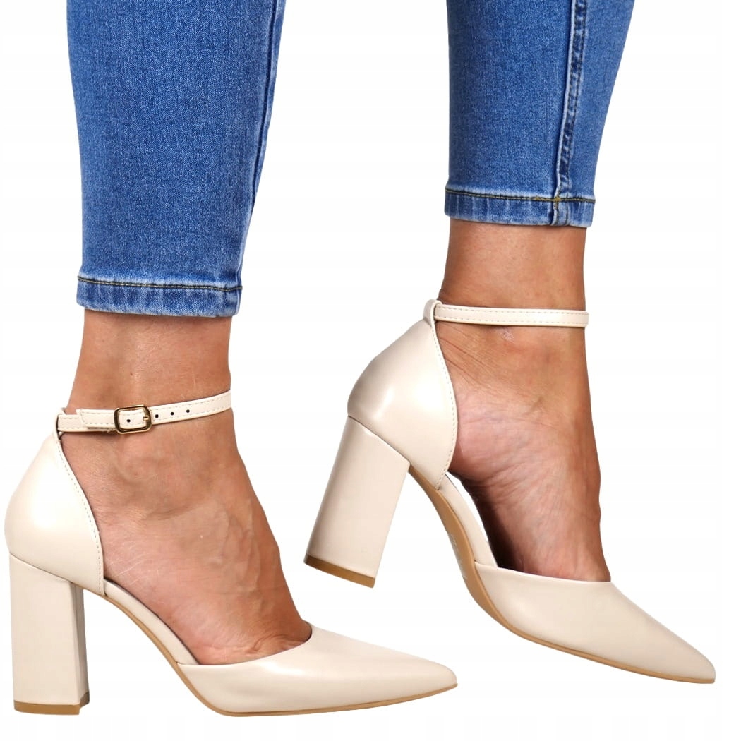 iButy Lodičky Na Podpatku S Páskem Béžové Dámské Boty Elegantní Módní Top