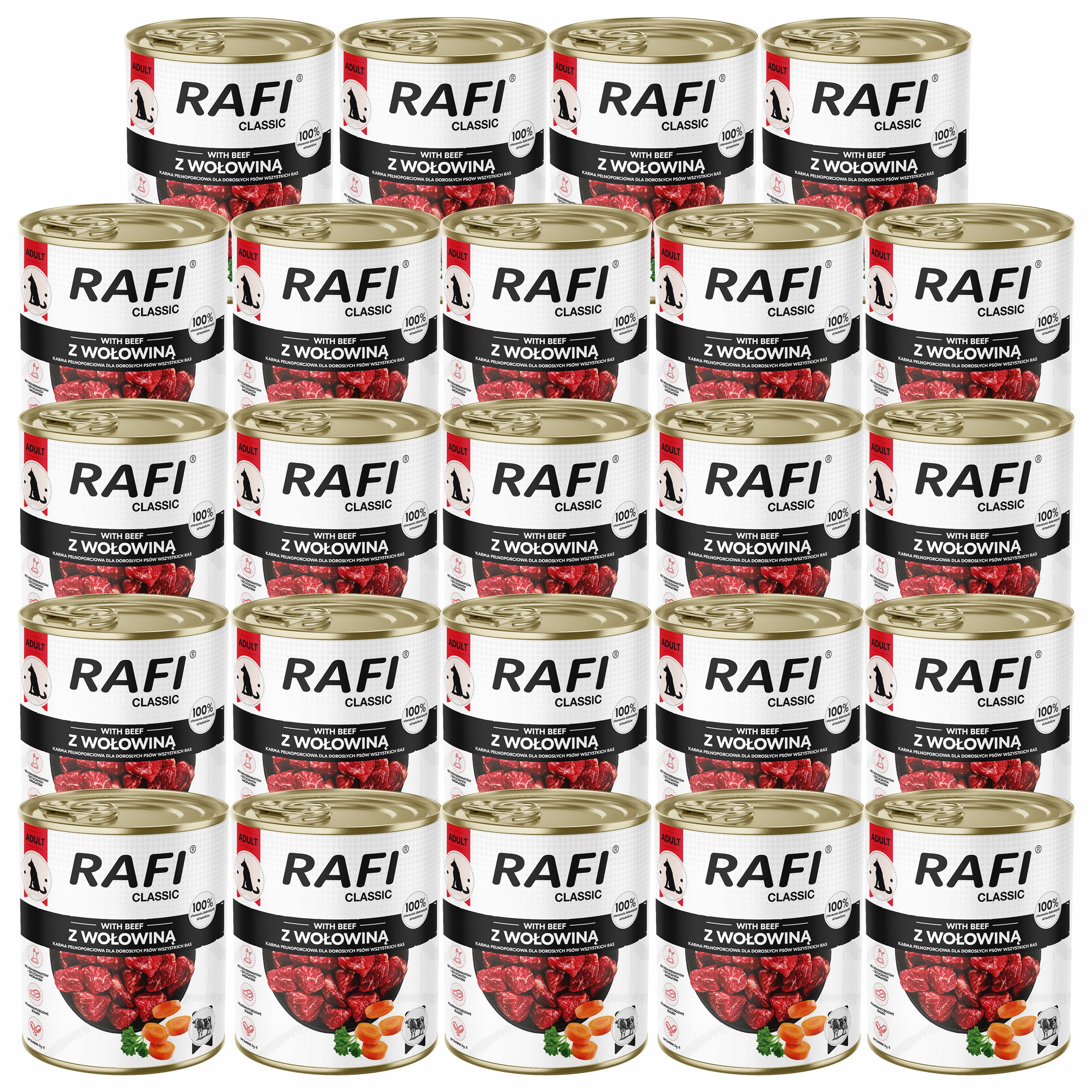 Levně Dolina Noteci Rafi Classic krmivo pro psy Hovězí 24 x 800 g