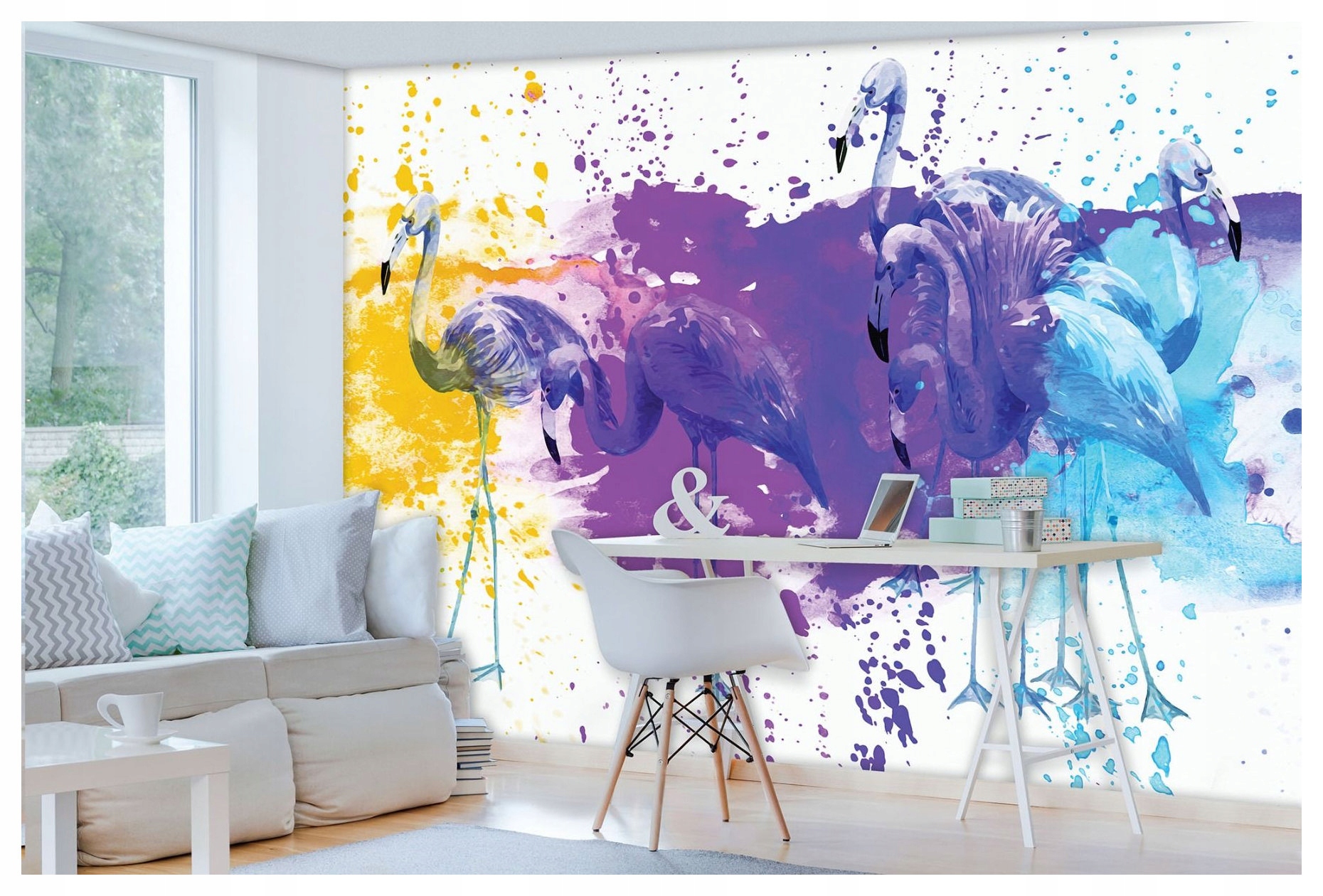 Vliesová fototapeta Plameňáci Tanec barev do pokoje 460x300 lepidlo