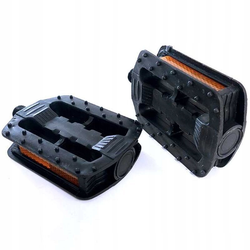PEDAŁY ROWEROWE PLATFORMOWE PLASTIKOWE CZARNE x2 ODBLASK GWINT 14MM 9/16’
