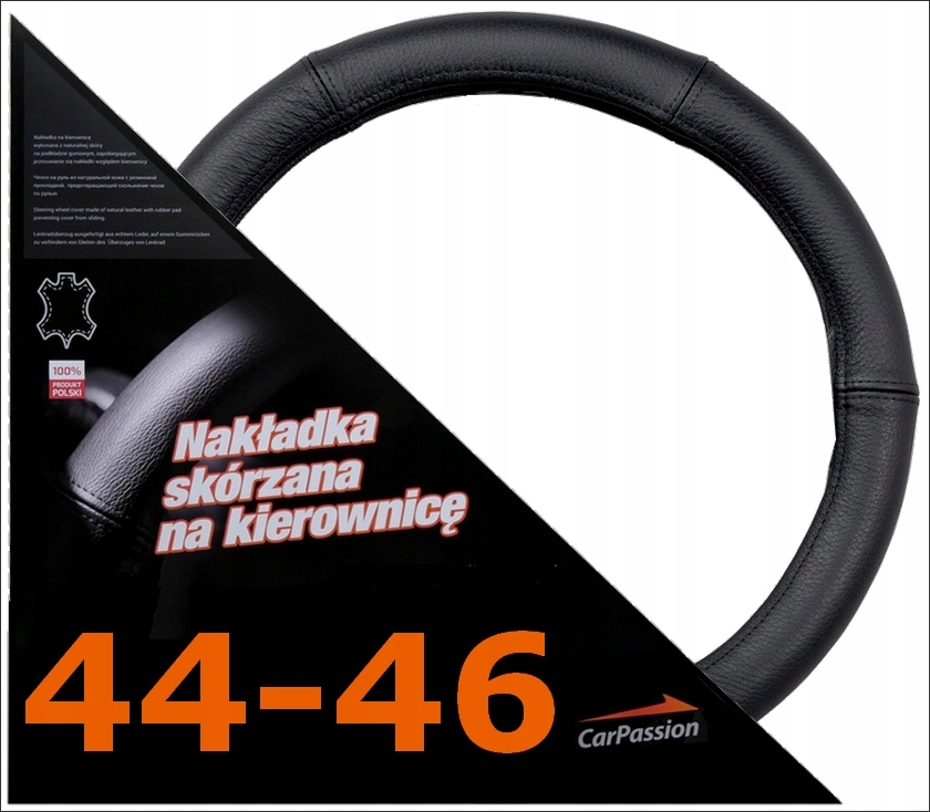 

Nakładka na kierownicę skórzana Skóra 44-46 cm