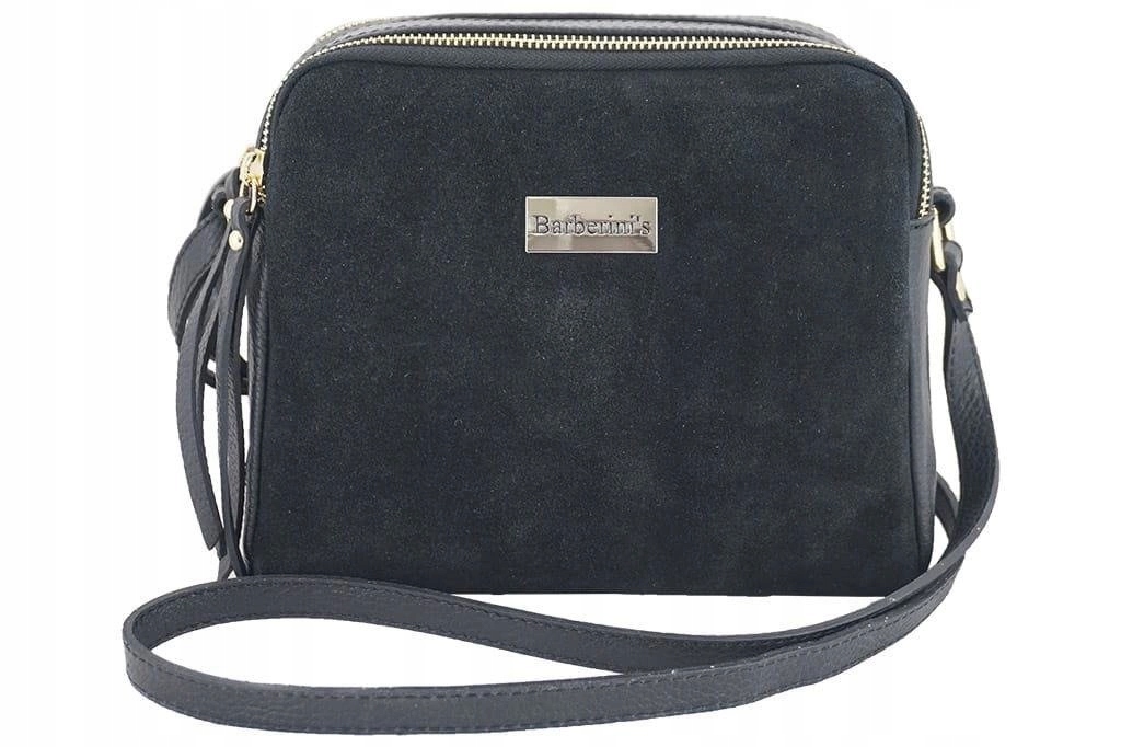 Dámská kabelka přes rameno z přírodní semišové kůže černá