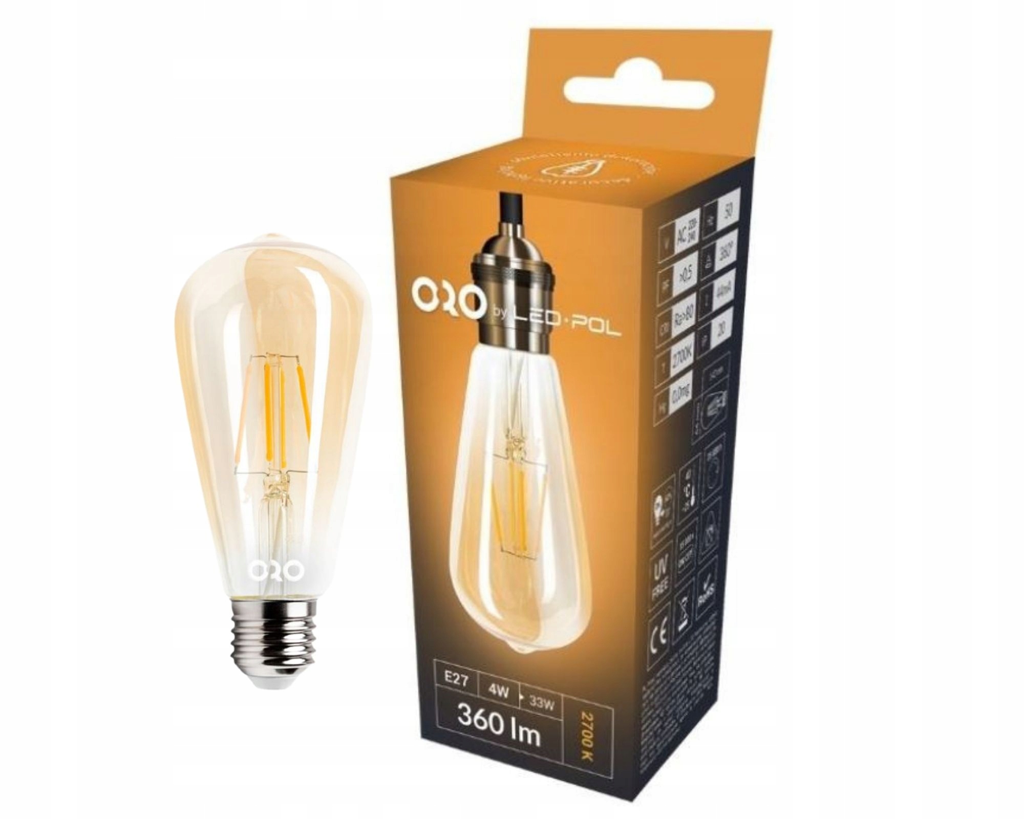 

Ozdobna Dekoracyjna Żarówka Led E27 Ciepłe Światło