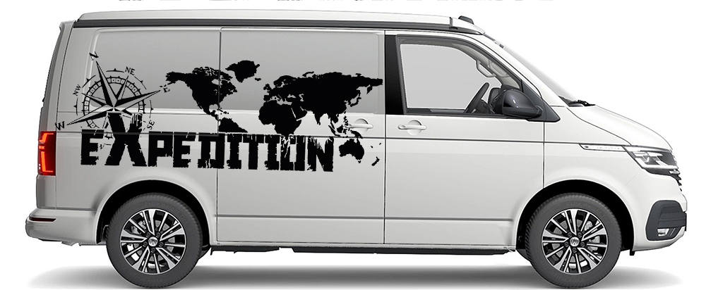 2x NAKLEJKA Grafika na kamper przyczepę auto MAPA EXPEDITION KOMPAS 80x225 Producent MGDesign