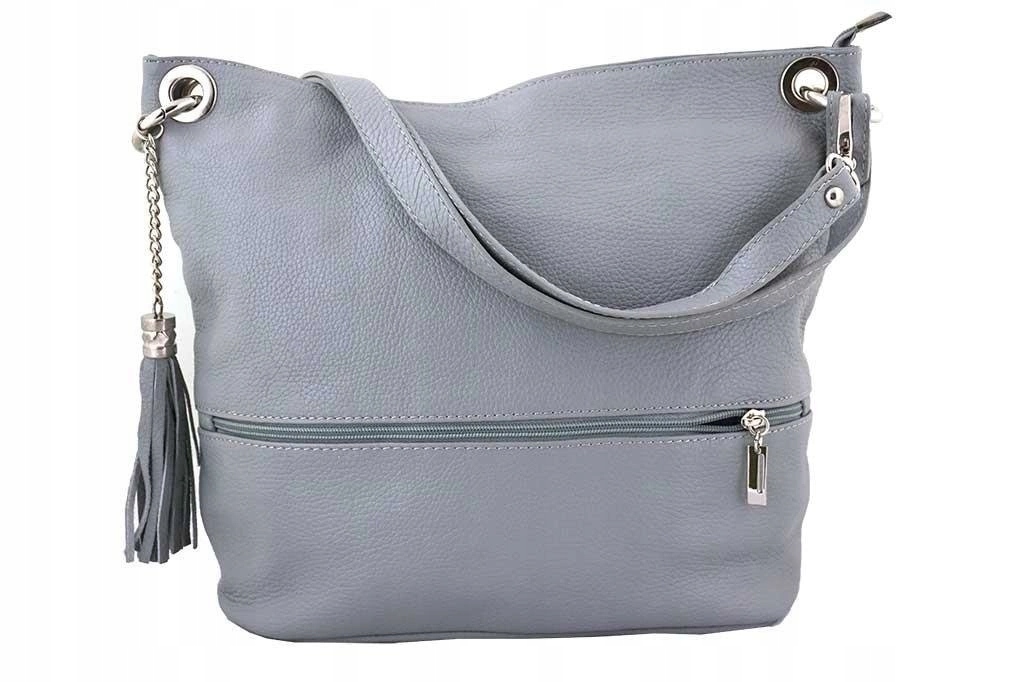Italská kožená kabelka Barberinis světle šedá