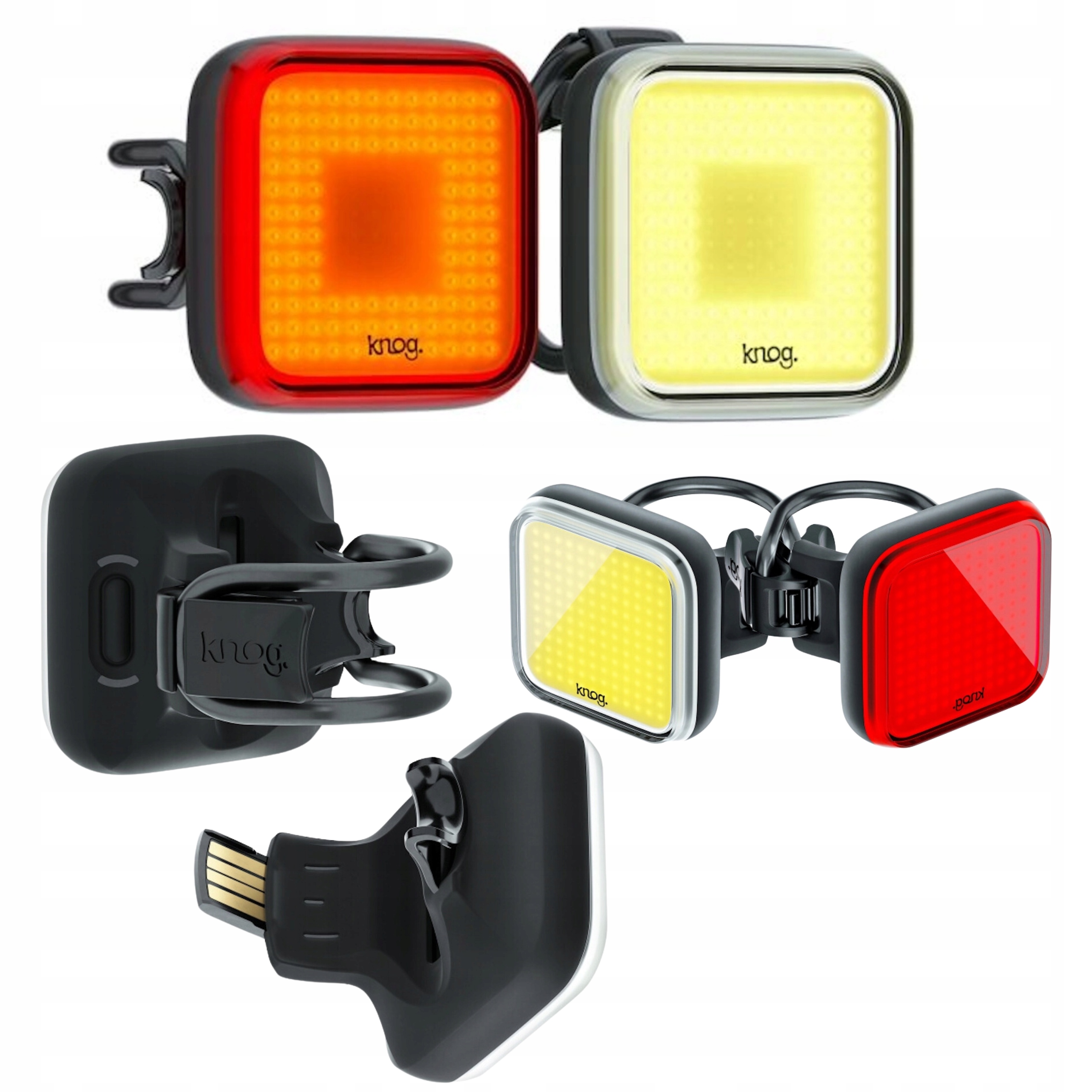 Zestaw lampek rowerowych Knog Blinder Twinpack Square