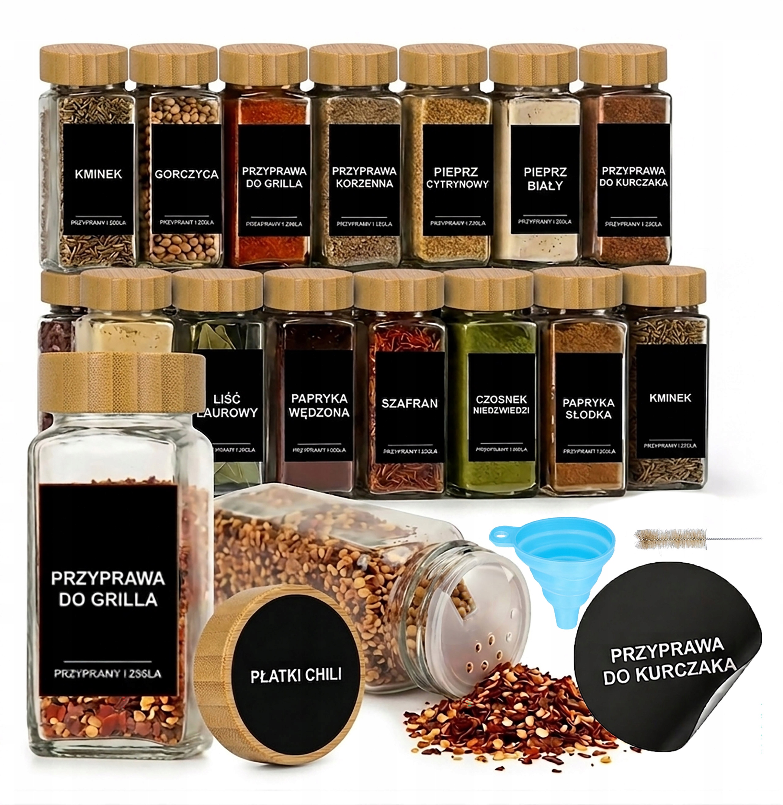 24 x Nádobky Na Koření Se Skleněnými Samolepkami 120 ML