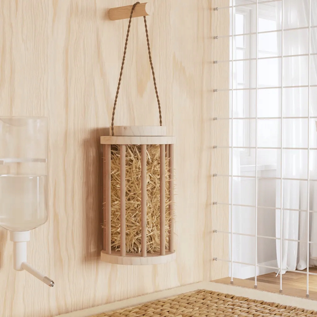 Levně Seník pro králíky Ø 15 x 25,5 cm masivní jedlové dřevo Hnědá 172421