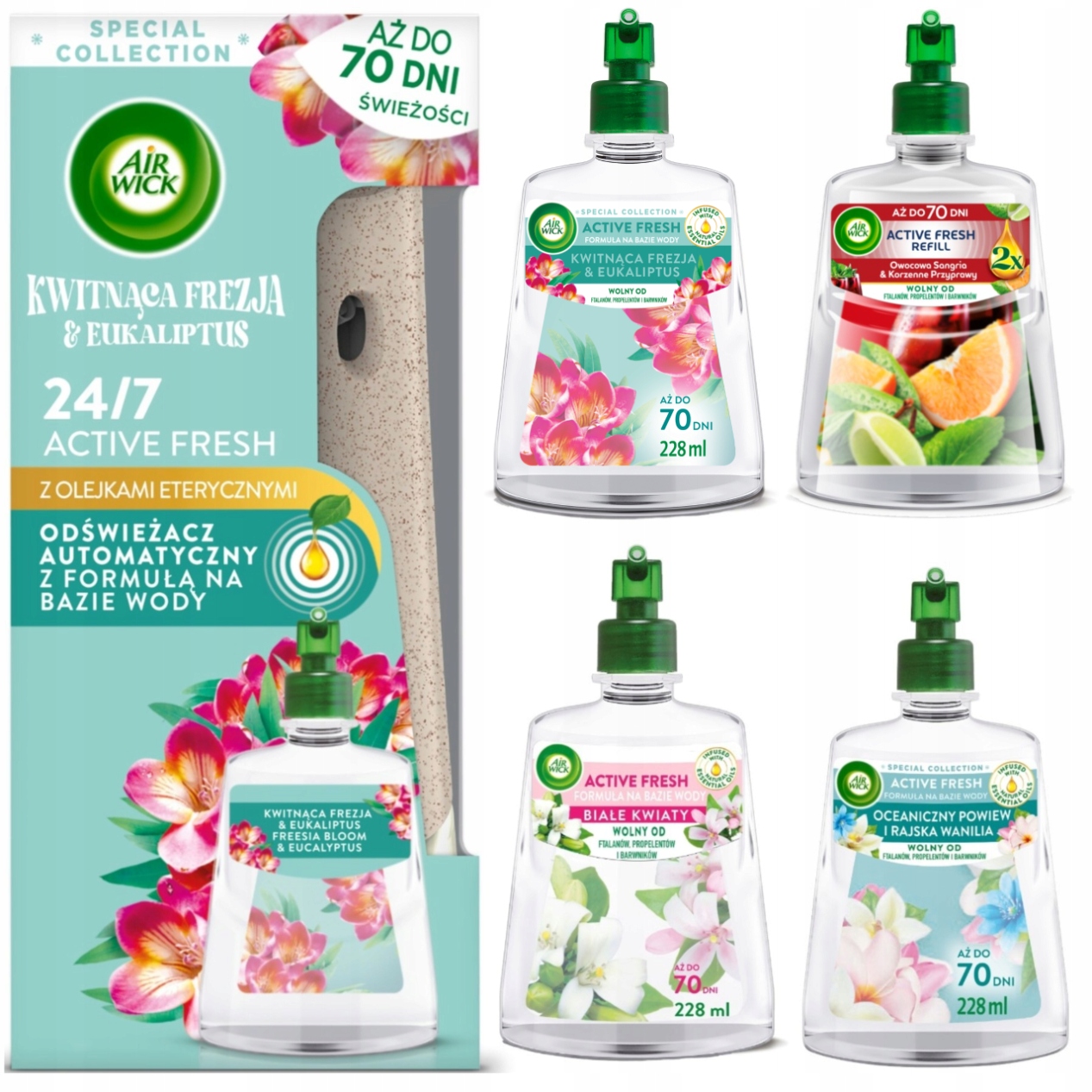 Air Wick Active Fresh Elektrický osvěžovač vzduchu 4 náhradní náplně