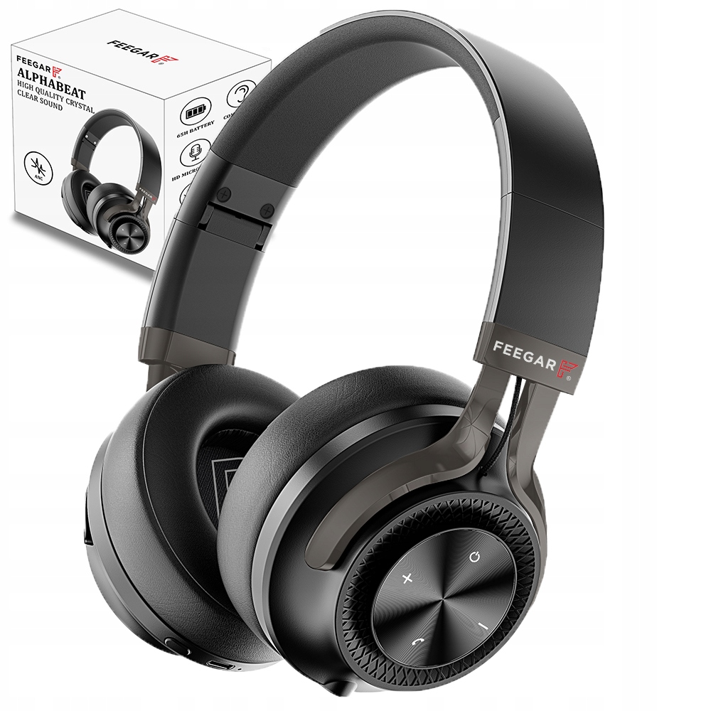Bezdrátová sluchátka přes uši s Anc Feegar AlphaBeat 65H, černá, Bluetooth